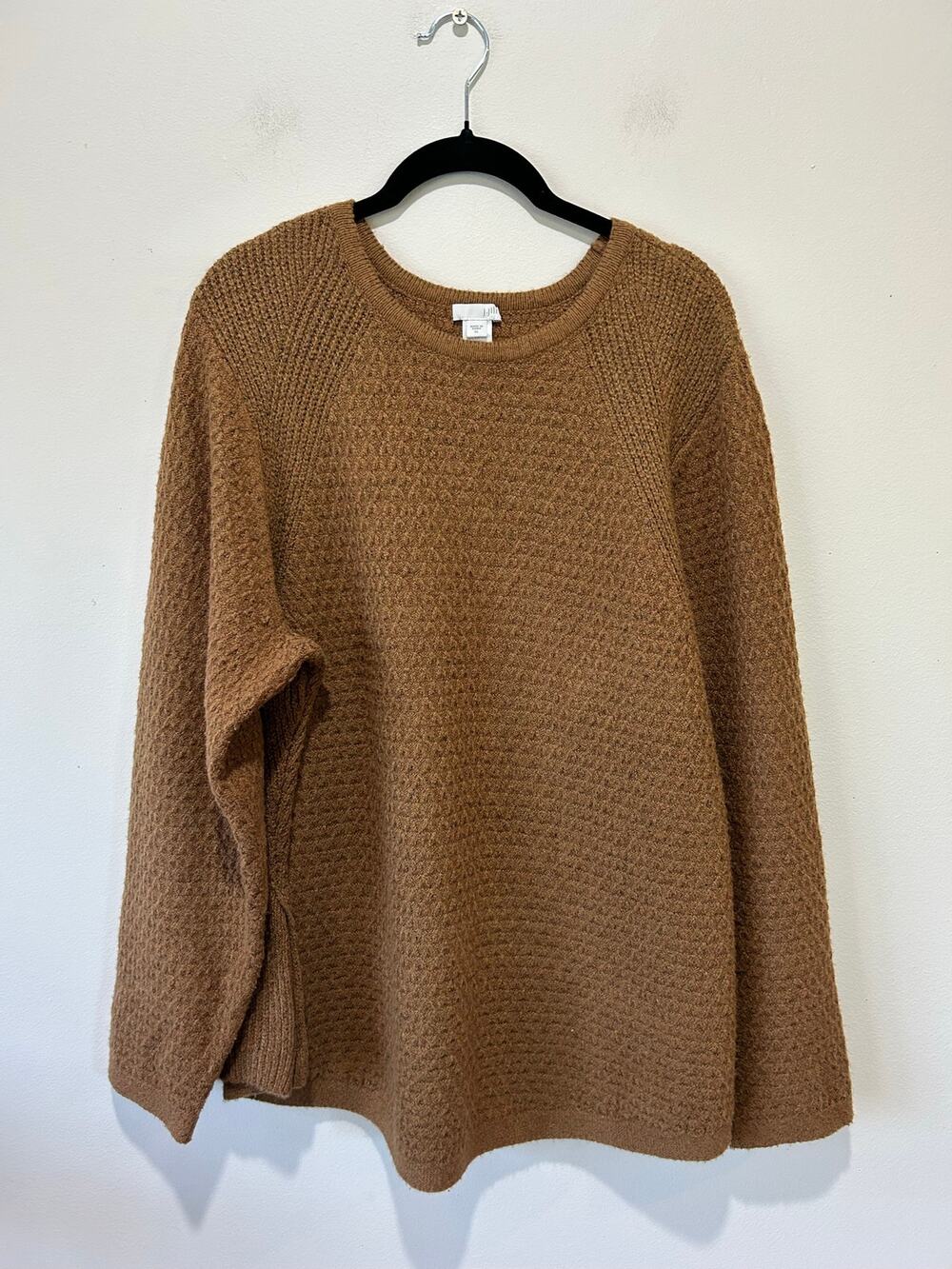 J. Jill brown sweater womens XL patterned knit button detail classic neutral